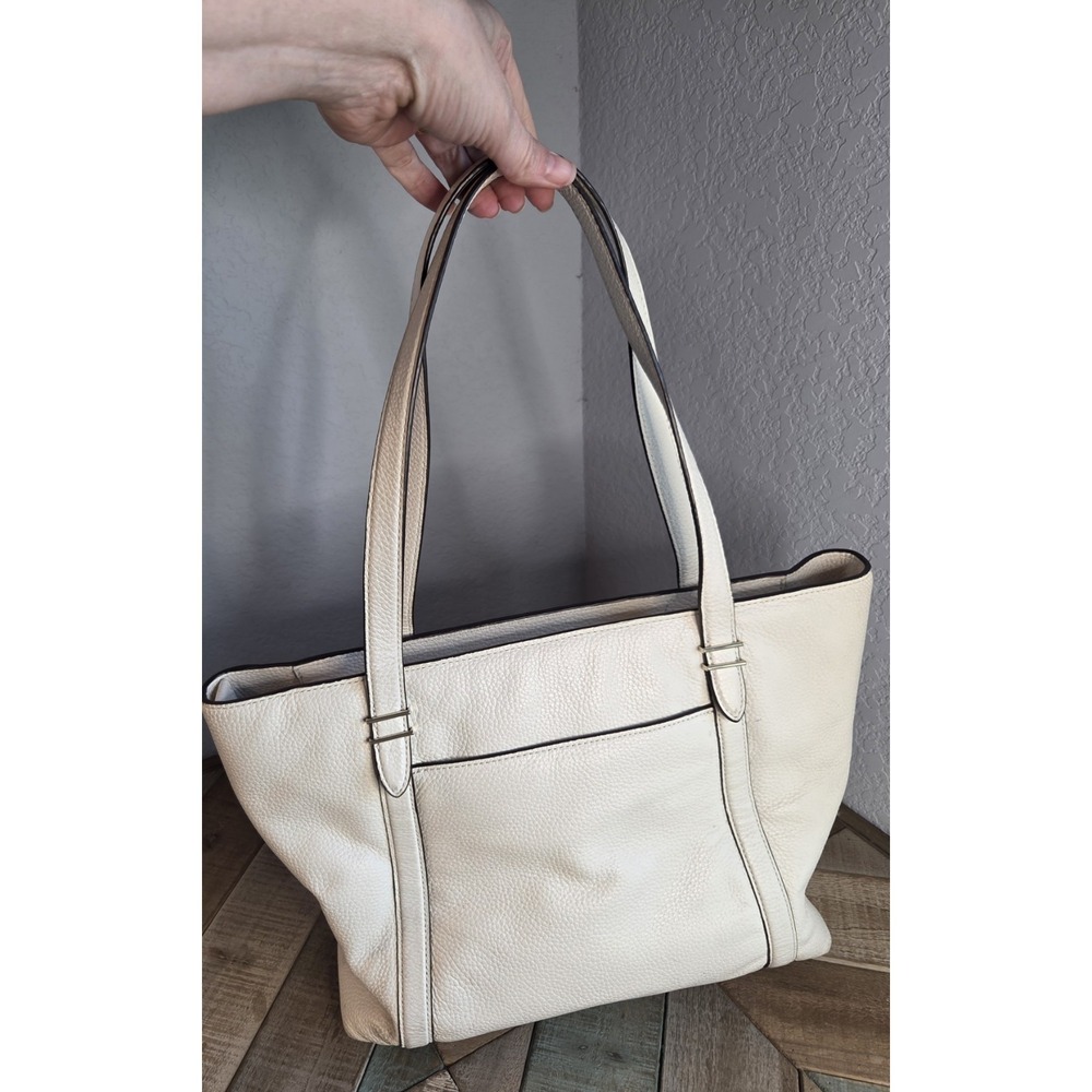 Kate Spade Oakwood Street Chandra Soft Ivory White Pebbled Leather Tote Handbag - Picture 2 of 9